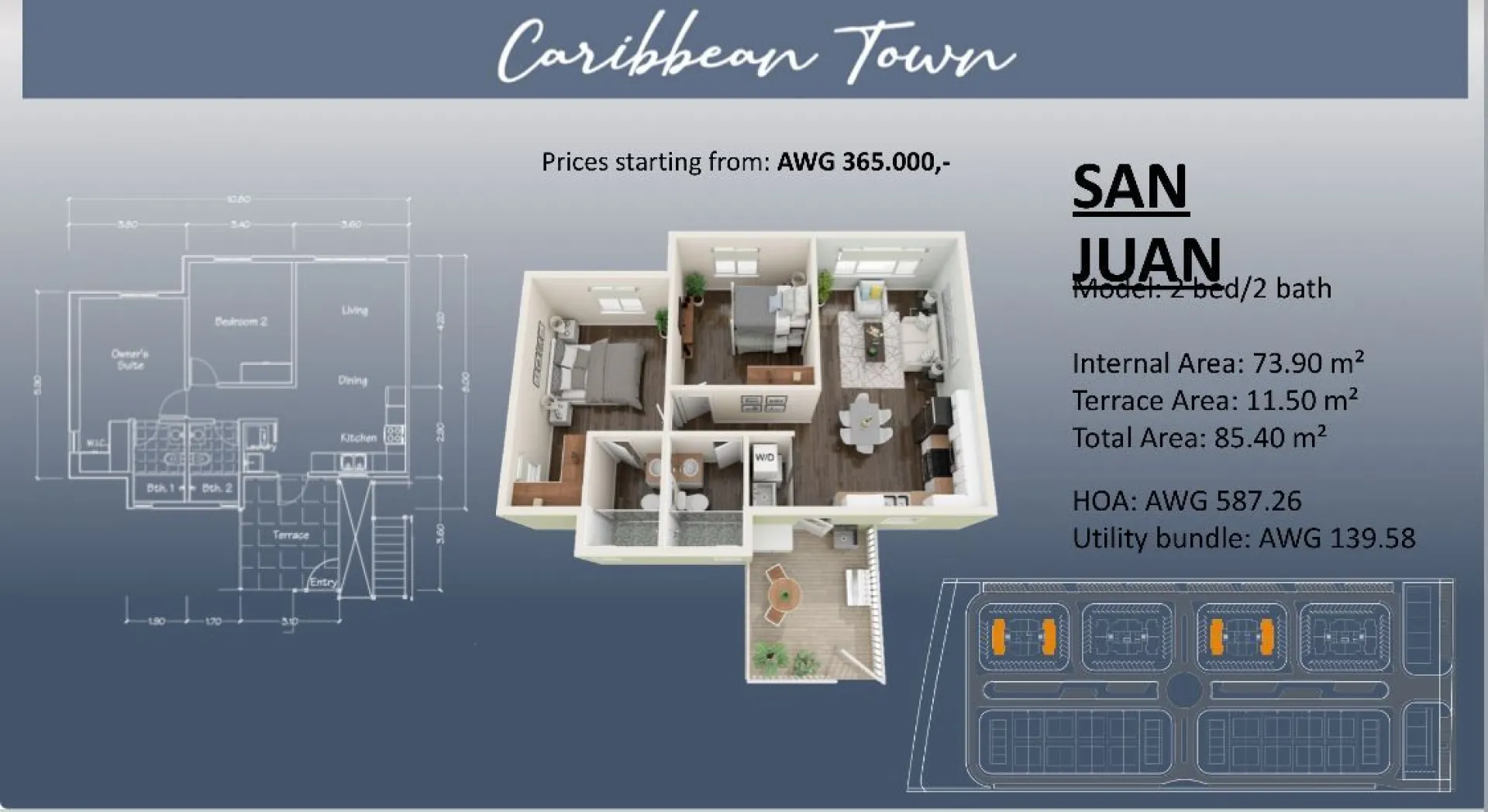 Caribbean Town - San Juan - 2BR 2BA