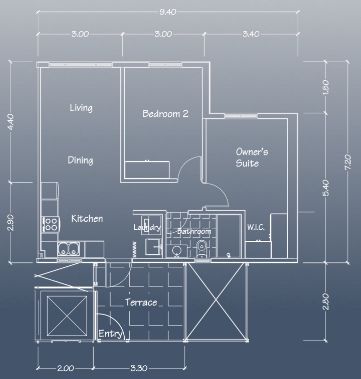 Floor plan of Caribbean Town - Rincon - 2BR 1BA